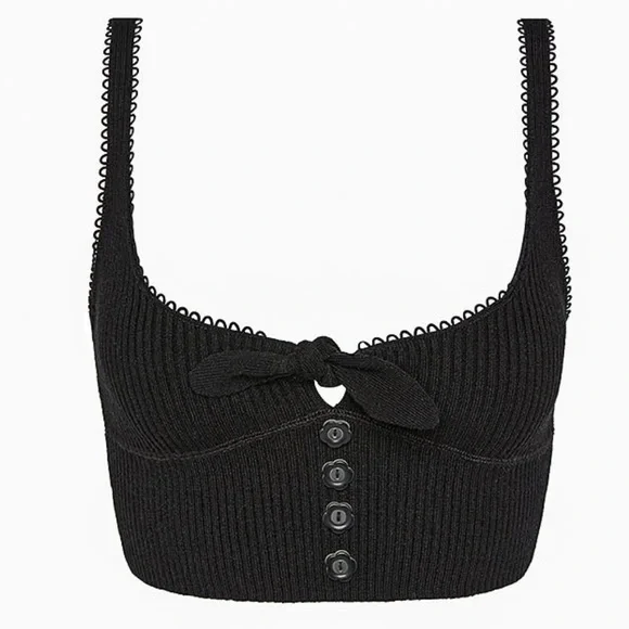 *FOR LOVE & LEMONS | Black Pointelle Tank - Picture 3 of 4